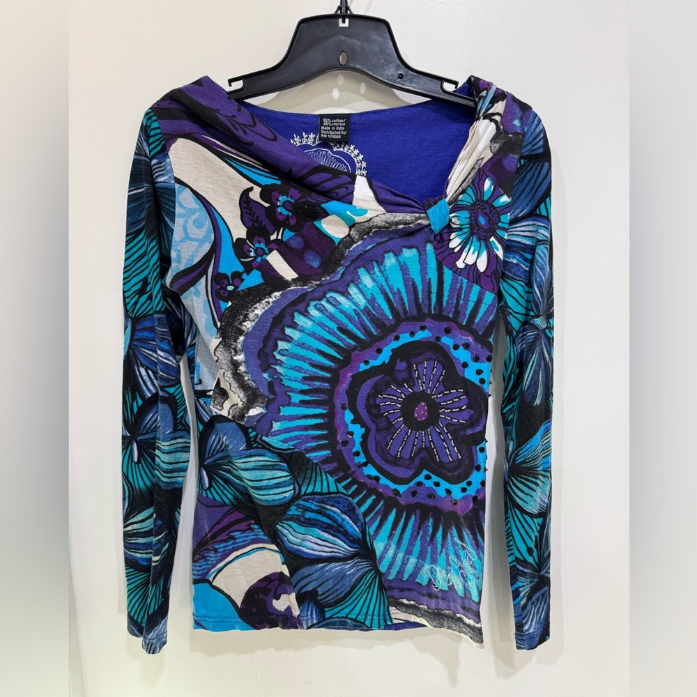 Desigual Multicolor Floral Long Sleeve Top size S